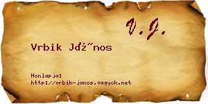 Vrbik János névjegykártya